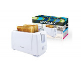 Тостер ERGOLUX ELX-ET01-C01 700W, регулятор прожарки, поддон д/крошек, пластик/металл/белый 1/1