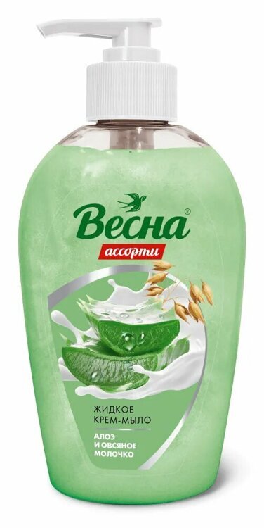 Жидкое крем-мыло "ВЕСНА АССОРТИ" алоэ и овсяное молочко 280гр 5098 1/15