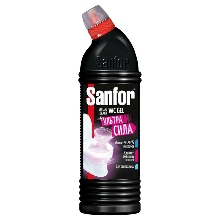 Ср-во для сантехники Sanfor WC GEL BLACK Ультра Сила, Цветущая сакура 750гр 1896 1/15