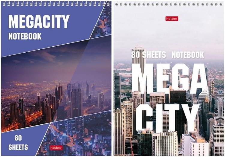 Блокнот А5, 80л, HATBER "Megacity" на гребне 1/4/56